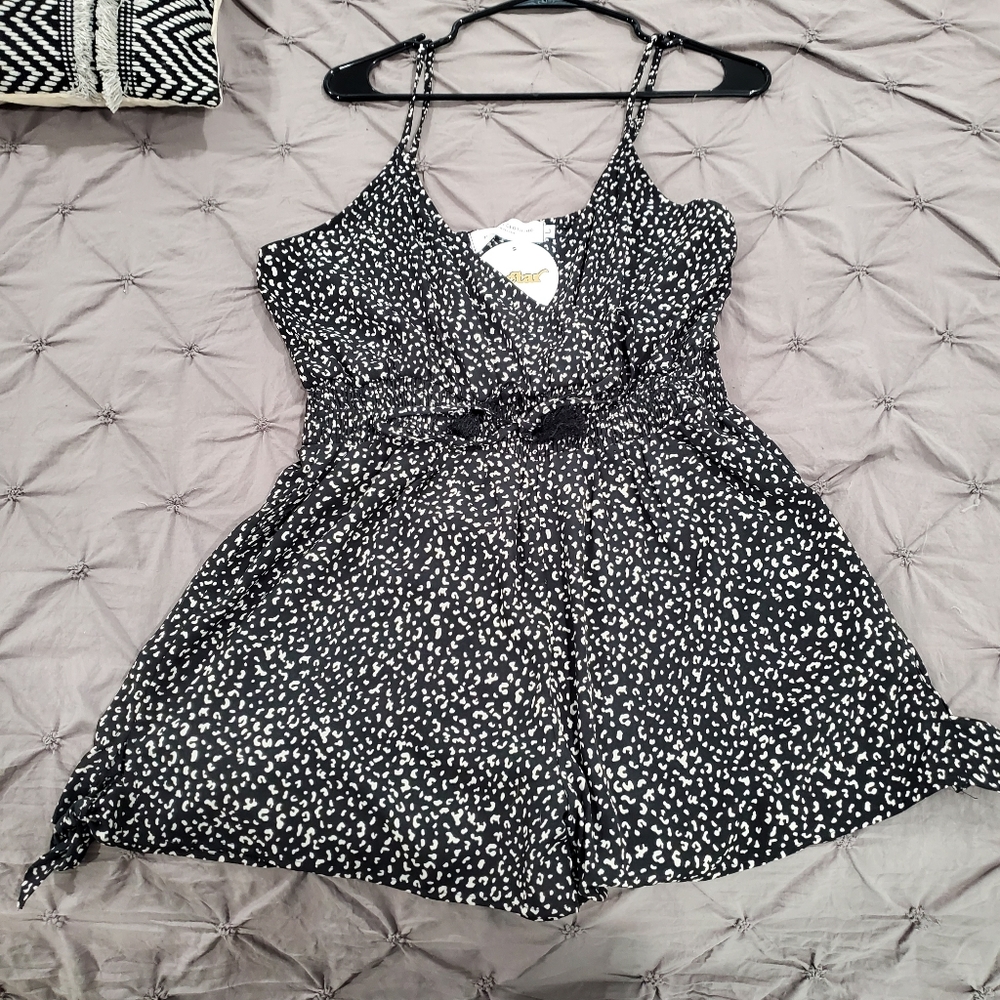 Black and White Animal Print Romper